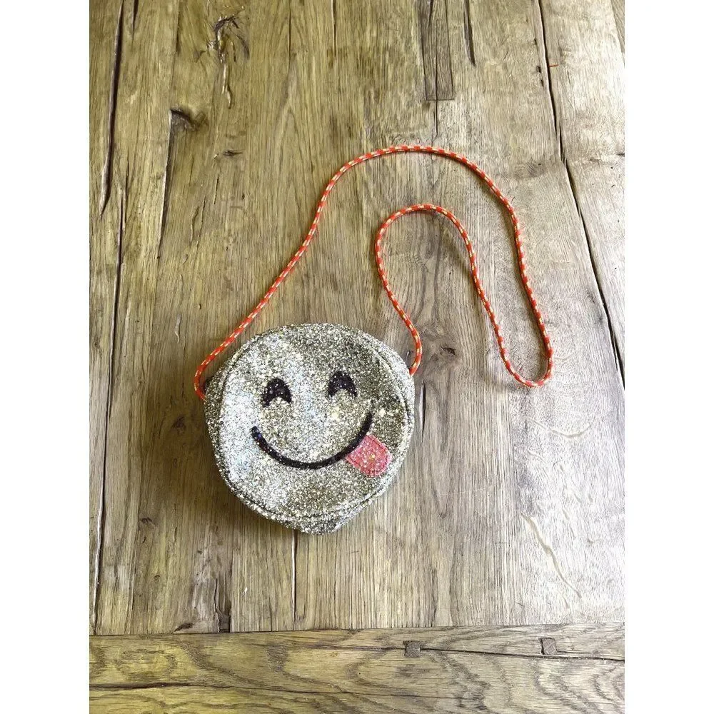NWT! Crewcuts Gold Sparkle Emoji Purse